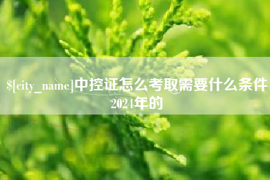 无棣中控证怎么考取需要什么条件2024年的
