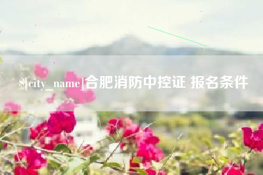 无棣合肥消防中控证 报名条件